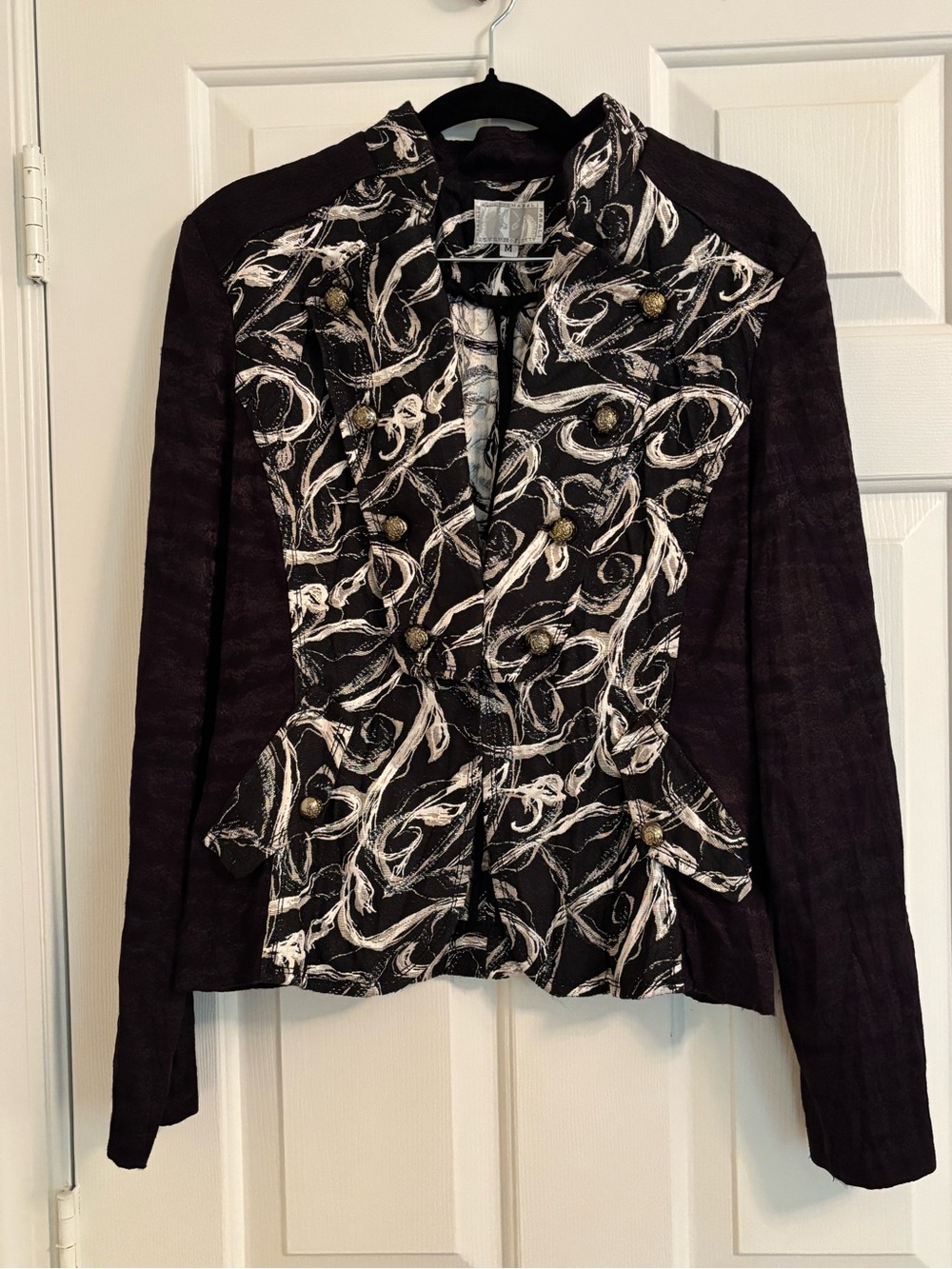 Alberto Makali Women's Black & Metallic Patterned Military-Style Jacket